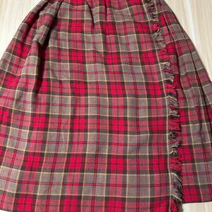 Plaid Wool Pleated Skirt